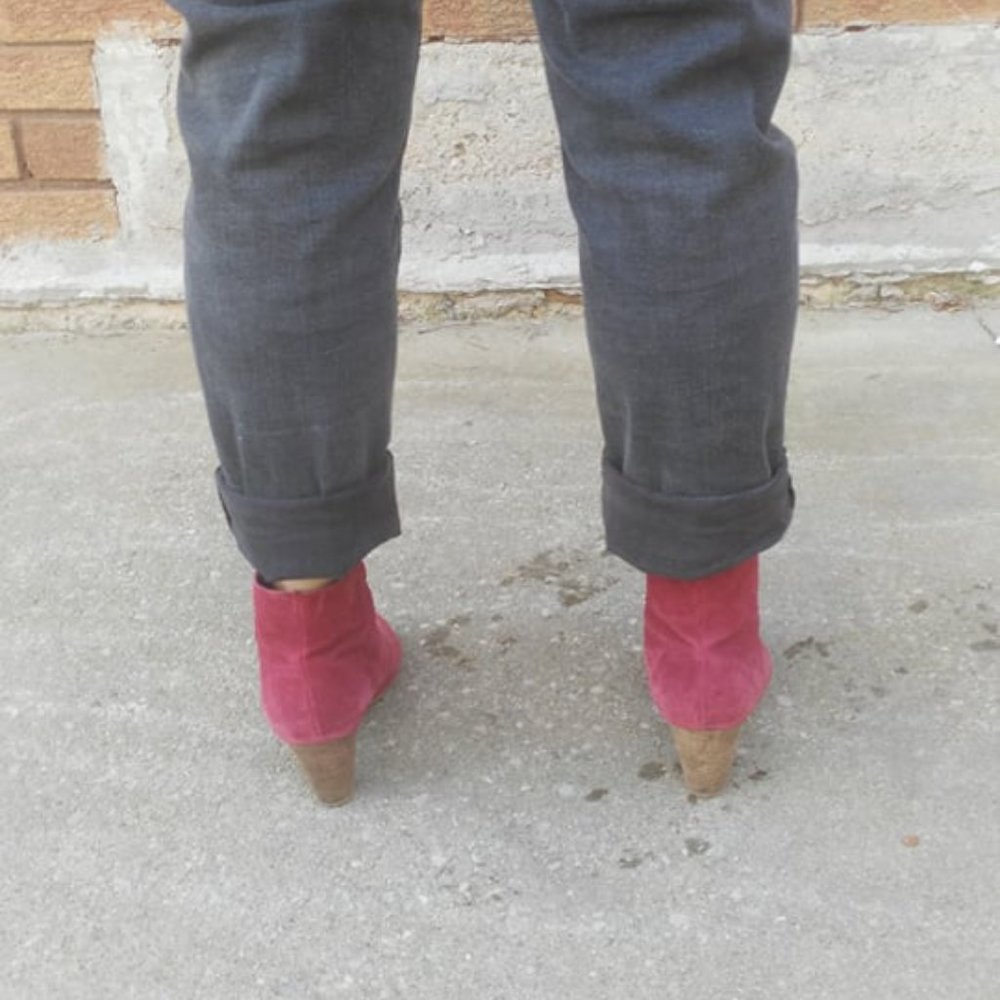 Suede Ankle Boots in Raspberry Red - Picture 5 of 8